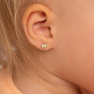 14k Gold Diamond Cut Heart Toddler / Kids / Girls Earrings Safety Screw Back