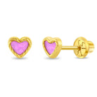 14k Gold Pretty in Pink Star Baby / Toddler / Kids Earrings Safety Screw Back