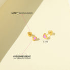 14k Gold Pretty in Pink Star Baby / Toddler / Kids Earrings Safety Screw Back