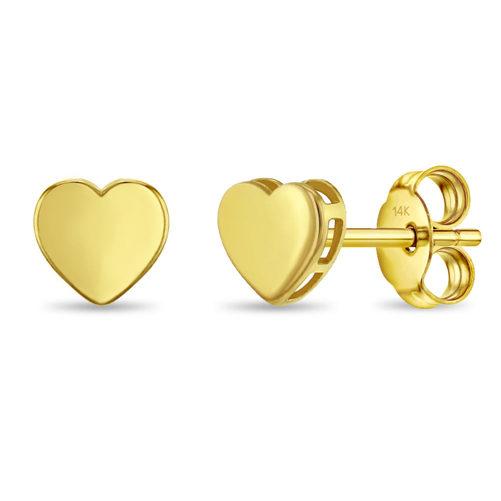 14k Gold Graceful Heart Kids / Preteen / Teen Earrings