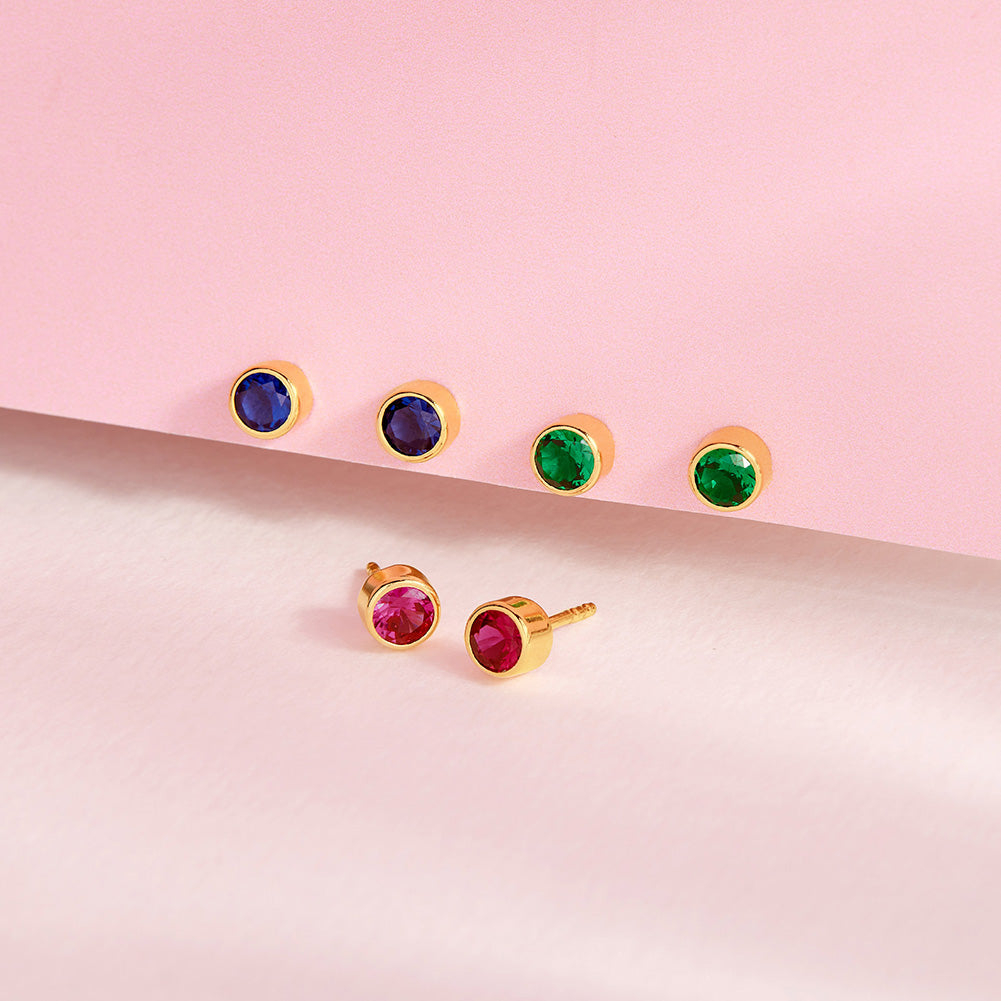 14k Gold CZ Halo Kids / Preteen / Teen Earrings