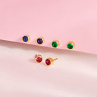 14k Gold CZ Halo Kids / Preteen / Teen Earrings
