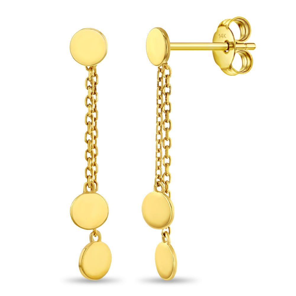 14k Gold Coin Dangle Kids / Preteen / Teen Earrings