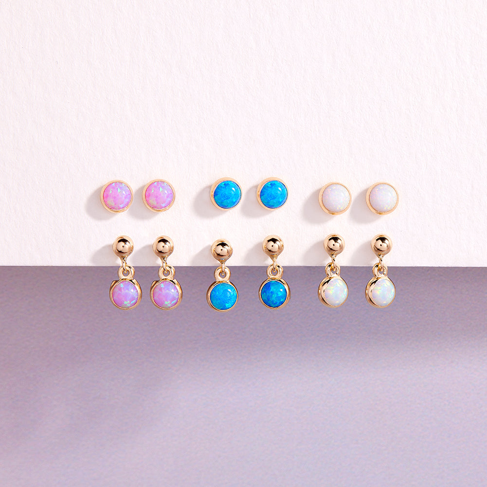 14k Gold Opal Dangle Kids / Children's / Girls Earrings Safety Screw Back