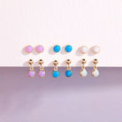 14k Gold Opal Dangle Kids / Children's / Girls Earrings Safety Screw Back