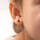 14k Gold 4 Prong Simulated Baby / Toddler / Kids Earrings Safety Screw Back