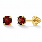14k Gold 4 Prong Simulated Baby / Toddler / Kids Earrings Safety Screw Back