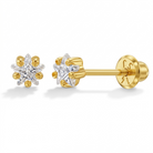 Star Pronged Cubic Zirconia Kids / Children's / Girls Earrings Safety Screw Back