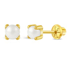Pronged Freshwater Cultured Pearl Children / Girl Earrings Safety Screw Back