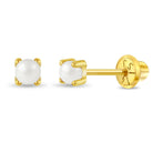Pronged Freshwater Cultured Pearl Children / Girl Earrings Safety Screw Back
