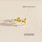 14k Gold Mother of Pearl Heart Baby / Toddler / Kids Earrings Safety Screw Back Bezel