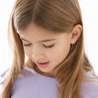 14k Gold Mother of Pearl Heart Baby / Toddler / Kids Earrings Safety Screw Back Bezel