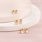 18k Gold 4 Prong CZ Solitaire 2-5mm Baby / Toddler / Kids Earrings Safety Screw Back