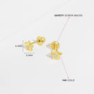 14k Gold Polished CZ Star Baby / Toddler / Kids Earrings Safety Screw Back
