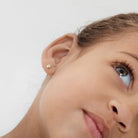 14k Gold Polished CZ Star Baby / Toddler / Kids Earrings Safety Screw Back