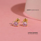 14k Gold 4 Prong CZ Solitaire 2-3mm Baby / Toddler / Kids Earrings Safety Screw Back