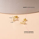 14k Gold Mother of Pearl Cross Kids / Children's / Girls Earrings Safety Screw Back
