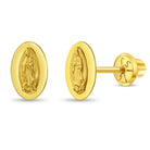 14k Gold Our Lady of Guadalupe Baby / Toddler / Kids Earrings Safety Screw Back