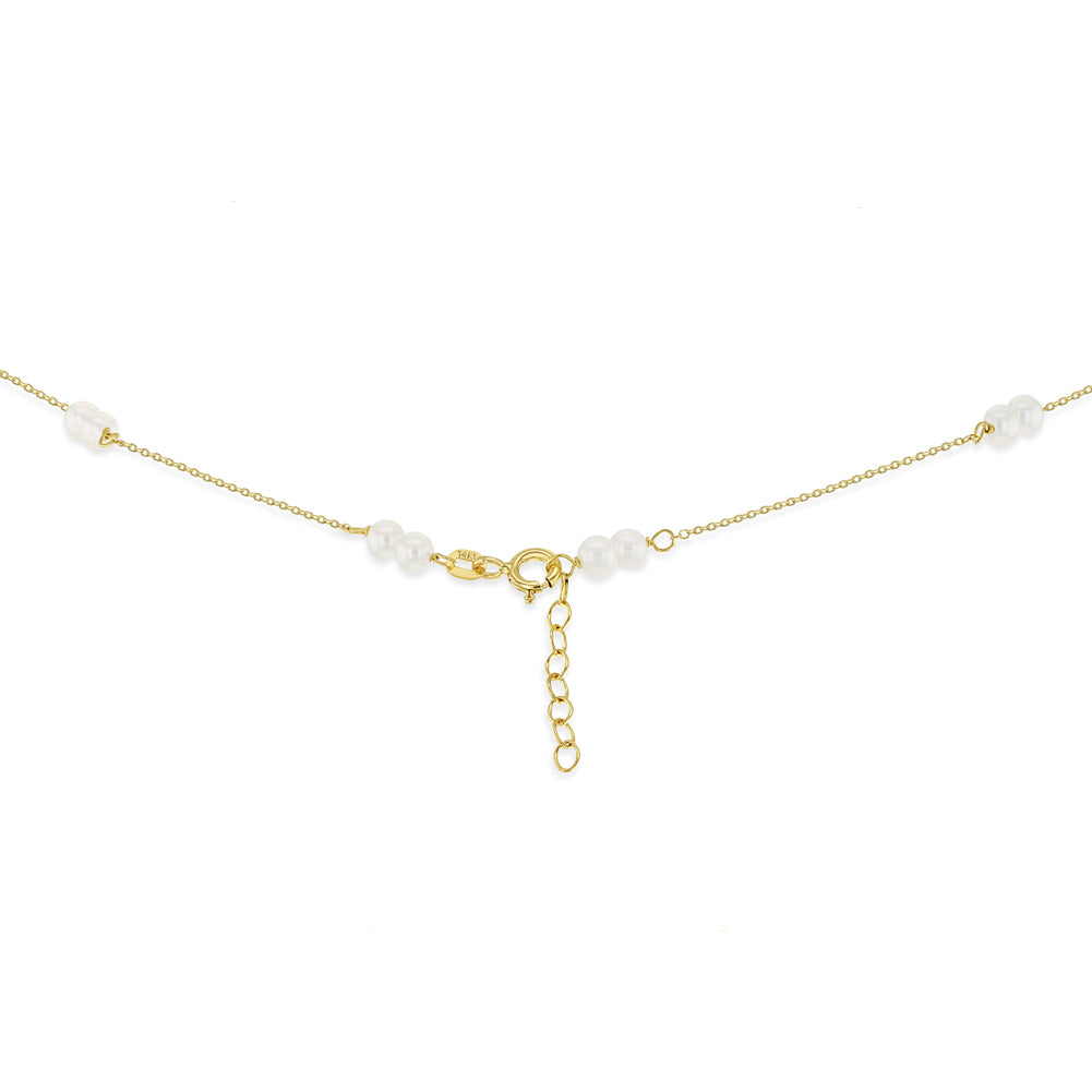 14k Gold Double 3mm Freshwater Cultured Pearls 16" Kids / Teen Necklace