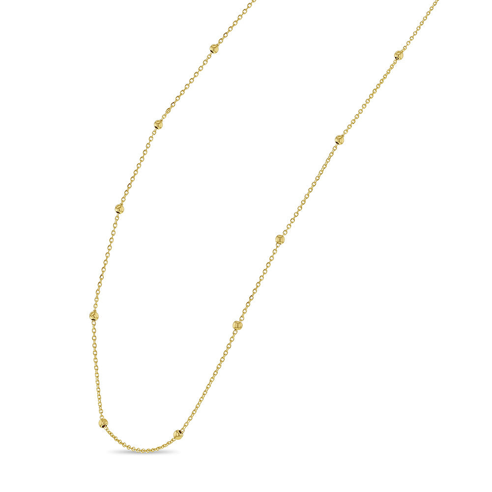 14k Gold Simple Polished Satellite 16" Kids / Teen Necklace