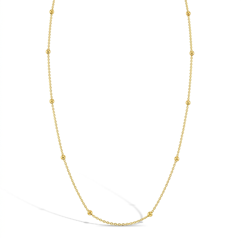 14k Gold Simple Polished Satellite 16" Kids / Teen Necklace