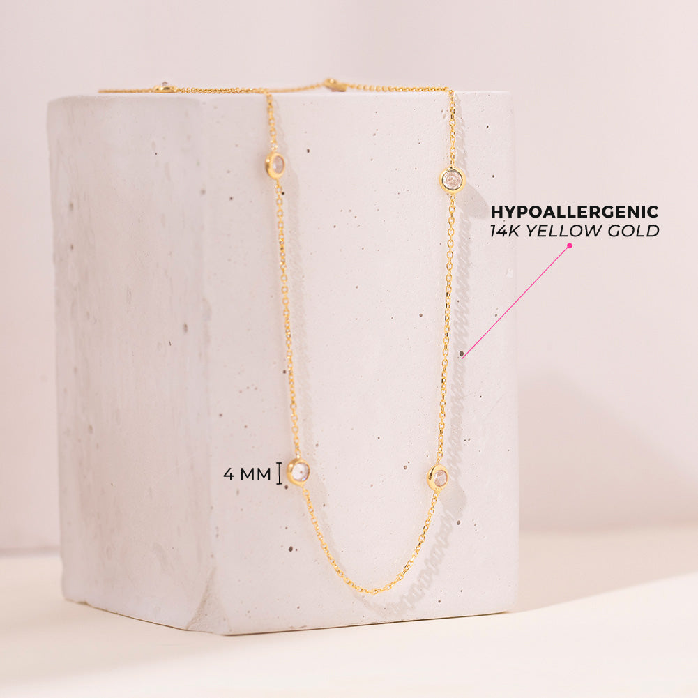 14k Gold Sparkling CZ Clear 16" Kids / Teen Necklace