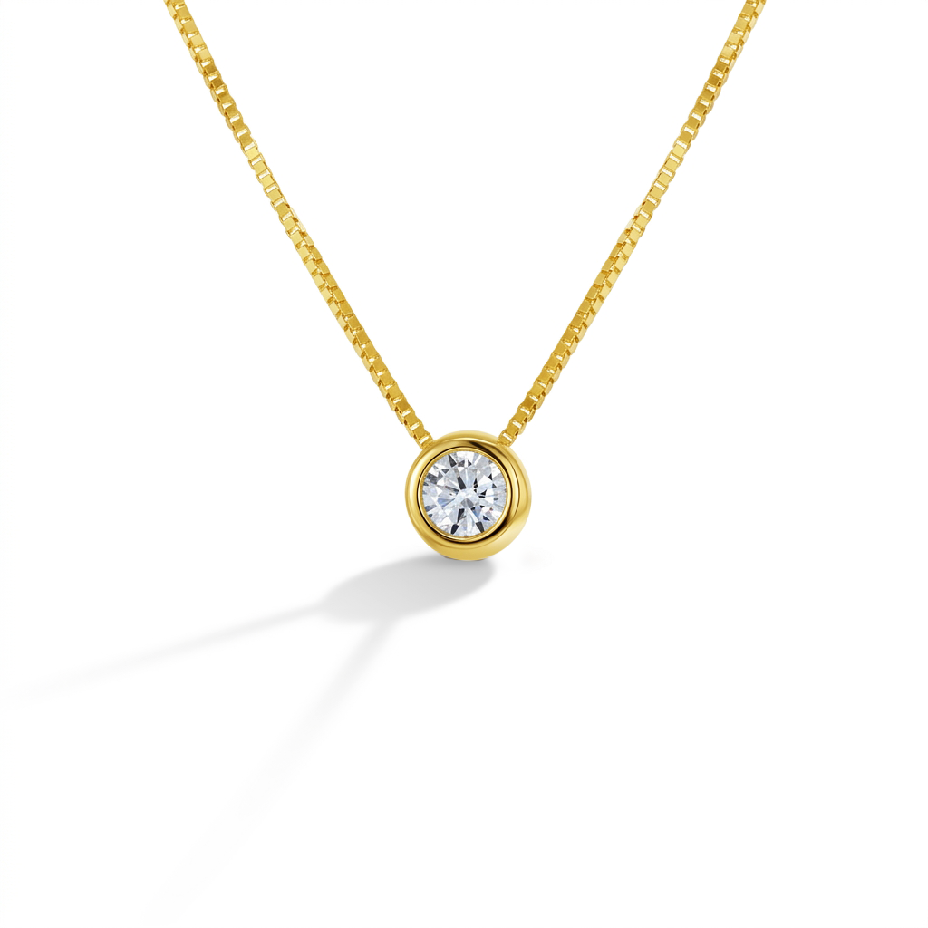 14k Gold Hidden Halo Clear 16" Kids / Teen Necklace