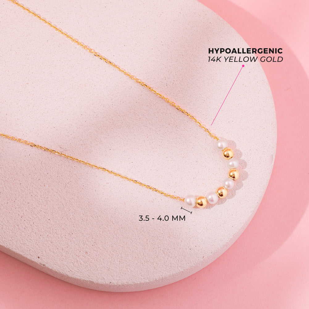 14k Gold Freshwater Pearl Strand 16" Kids / Teen Necklace