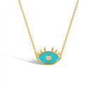 14k Gold Evil Eye 14" Preteen / Teen Necklace Enamel