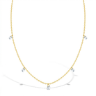 14k Gold Dainty Multicharm Aquamarine Preteen / Teen Necklace