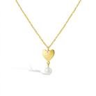 14k Gold Heart Pearl Drop Kids / Children's / Girls Necklace