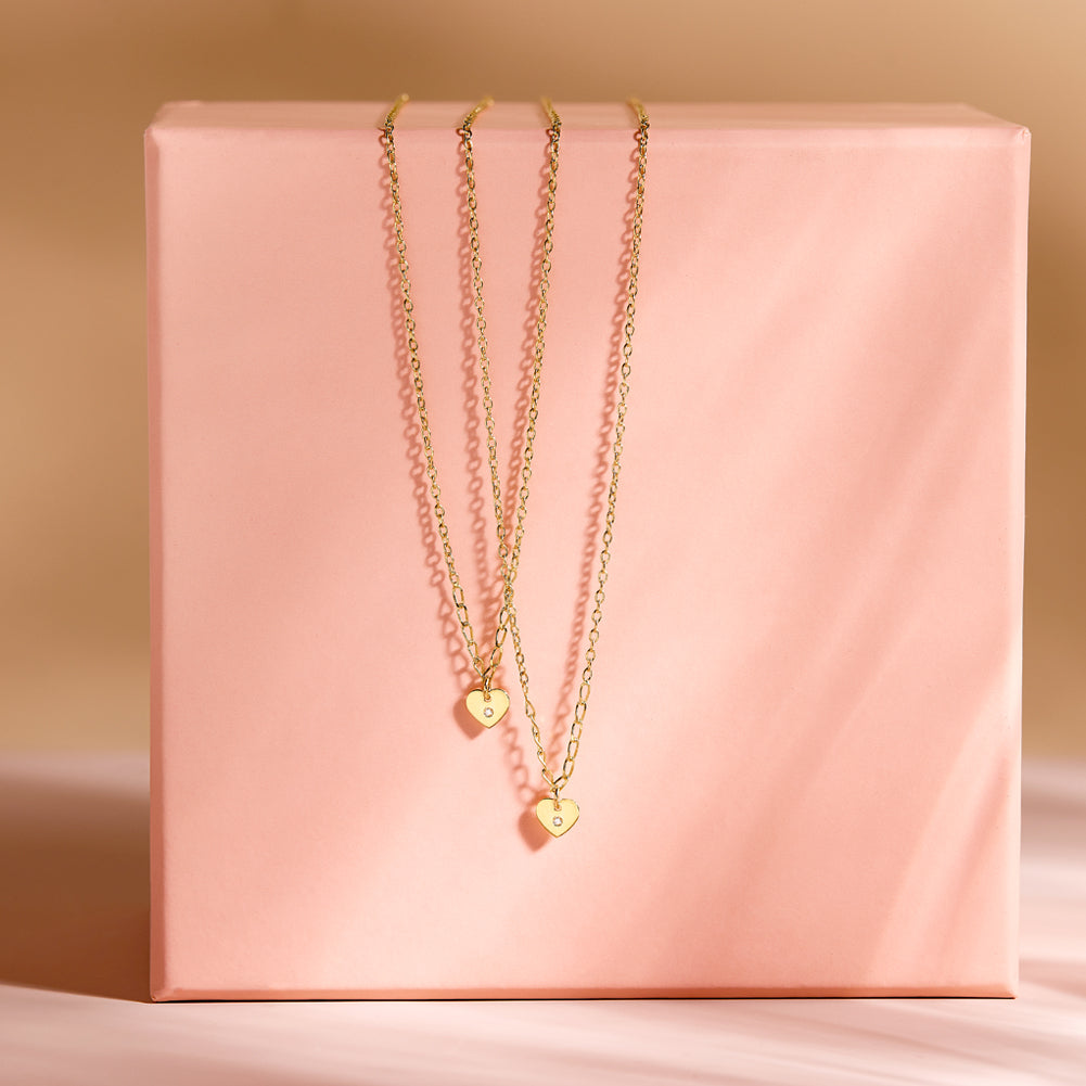 14k Gold Heart CZ Chain Kids / Children's / Girls Necklace