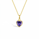14k Gold Glimmering Simulated Birthstone Heart Kids / Children's / Girls Pendant