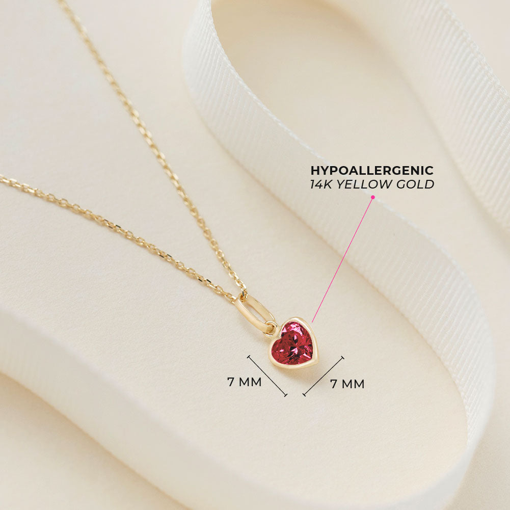 14k Gold Glimmering Simulated Birthstone Heart Kids / Children's / Girls Pendant