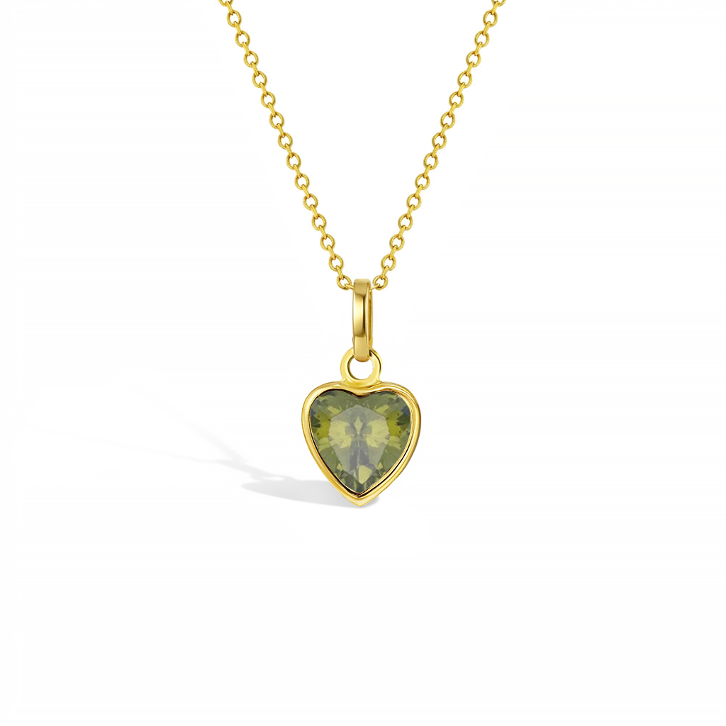 14k Gold Glimmering Simulated Birthstone Heart Kids / Children's / Girls Pendant