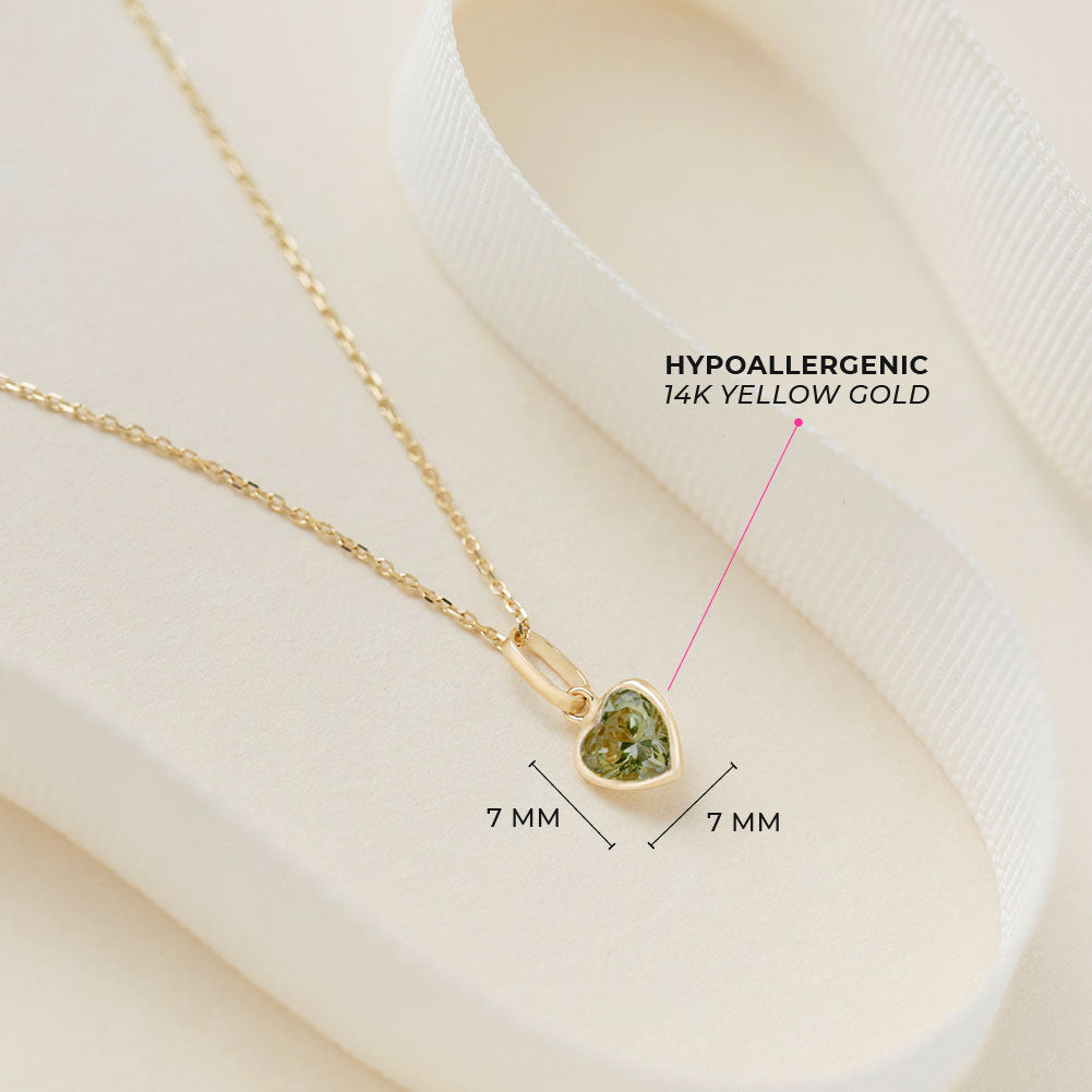 14k Gold Glimmering Simulated Birthstone Heart Kids / Children's / Girls Pendant