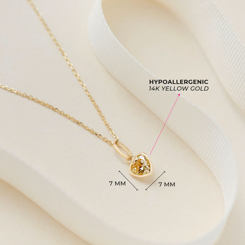 14k Gold Glimmering Simulated Birthstone Heart Kids / Children's / Girls Pendant