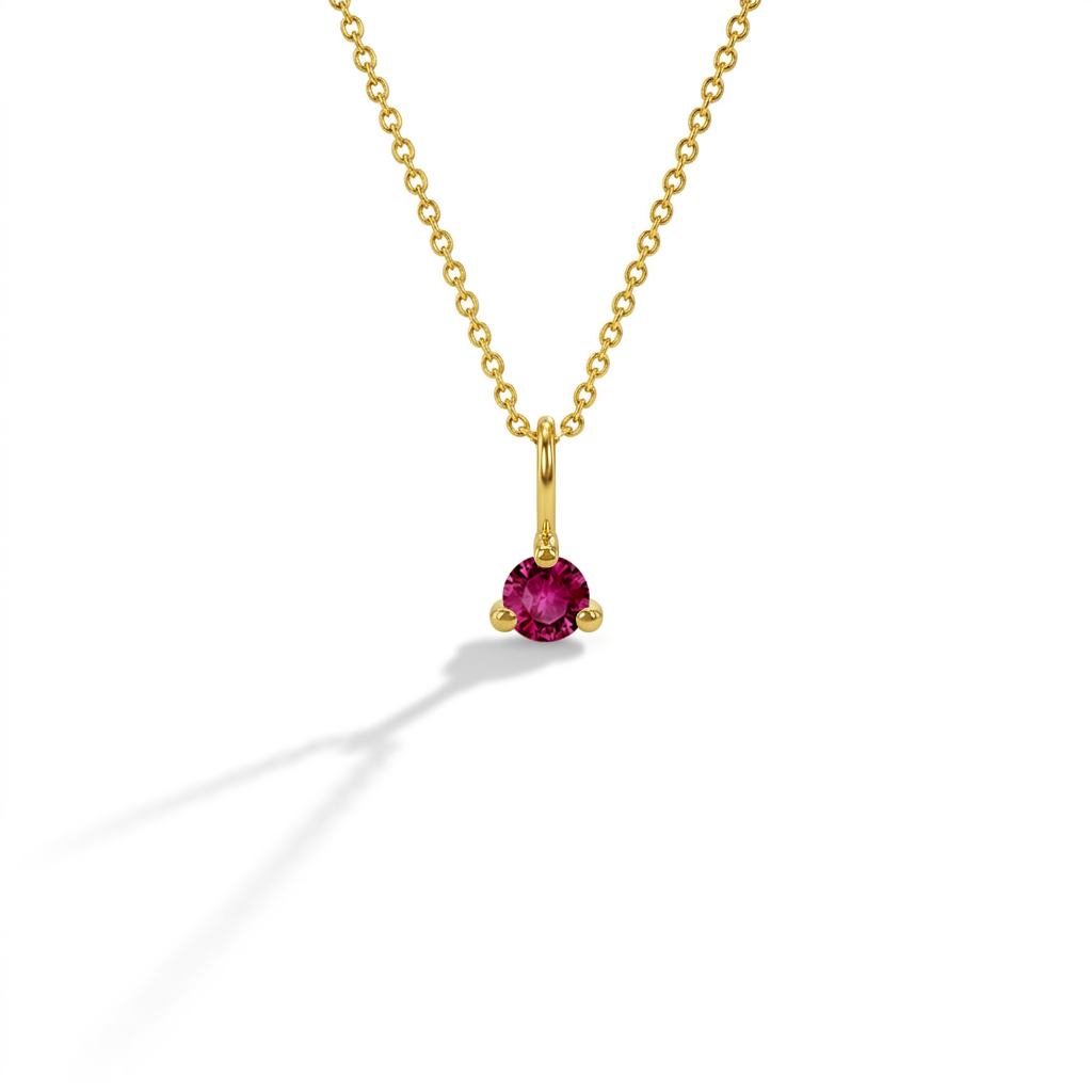 14k Gold Dainty Ruby Charm Kids / Children's / Girls Pendant