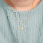 14k Gold Curved Cross Kids / Boys Pendant