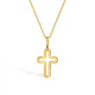 14k Gold Curved Cross Outline Kids / Children's / Girls Pendant