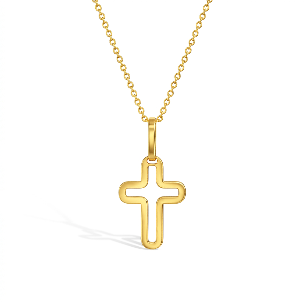 14k Gold Curved Cross Kids / Boys Pendant