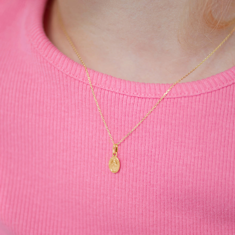 14k Gold Oval Virgin Mary Kids / Children's / Girls Pendant