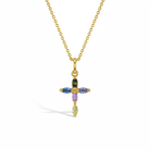 14k Gold Multi-Stone Cross CZ Kids / Children's / Girls Pendant