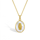 14k Gold Our Lady of Guadalupe Mother of Pearl Baby / Toddler / Kids Pendant