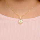 14k Gold Guardian Angel Medal Mother of Pearl Baby / Toddler / Kids Pendant