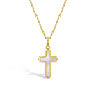 14k Gold Mother of Pearl Cross Baby / Toddler / Kids Pendant